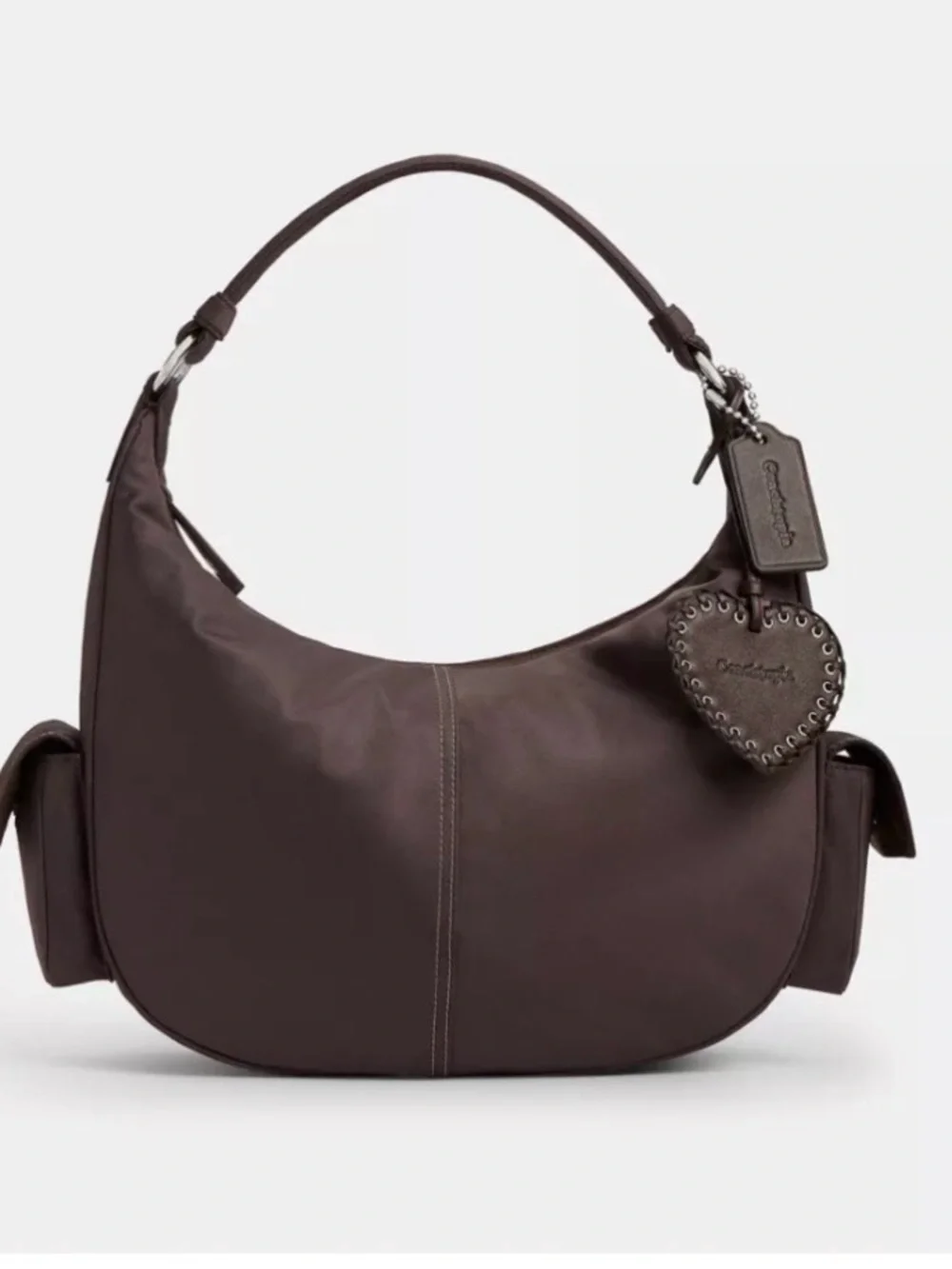 🤎Coach NWT Coachtopia Maple Brown Loop Cargo Shoulder Bag  with Heart Charm